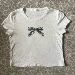 Altard state baby tee with leopard print bow